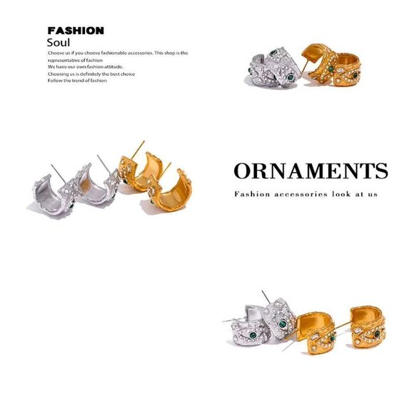 Anthro 18k Gold Plated Eye Hoop Earrings - Picture 4 of 13